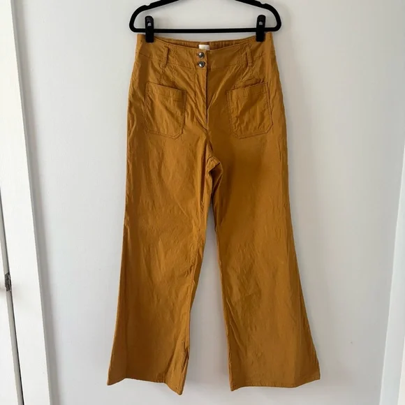 Maeve The Junie High-Rise Flare Pants Magic Fabric Stretch Bronze Anthropologie - Picture 2 of 6